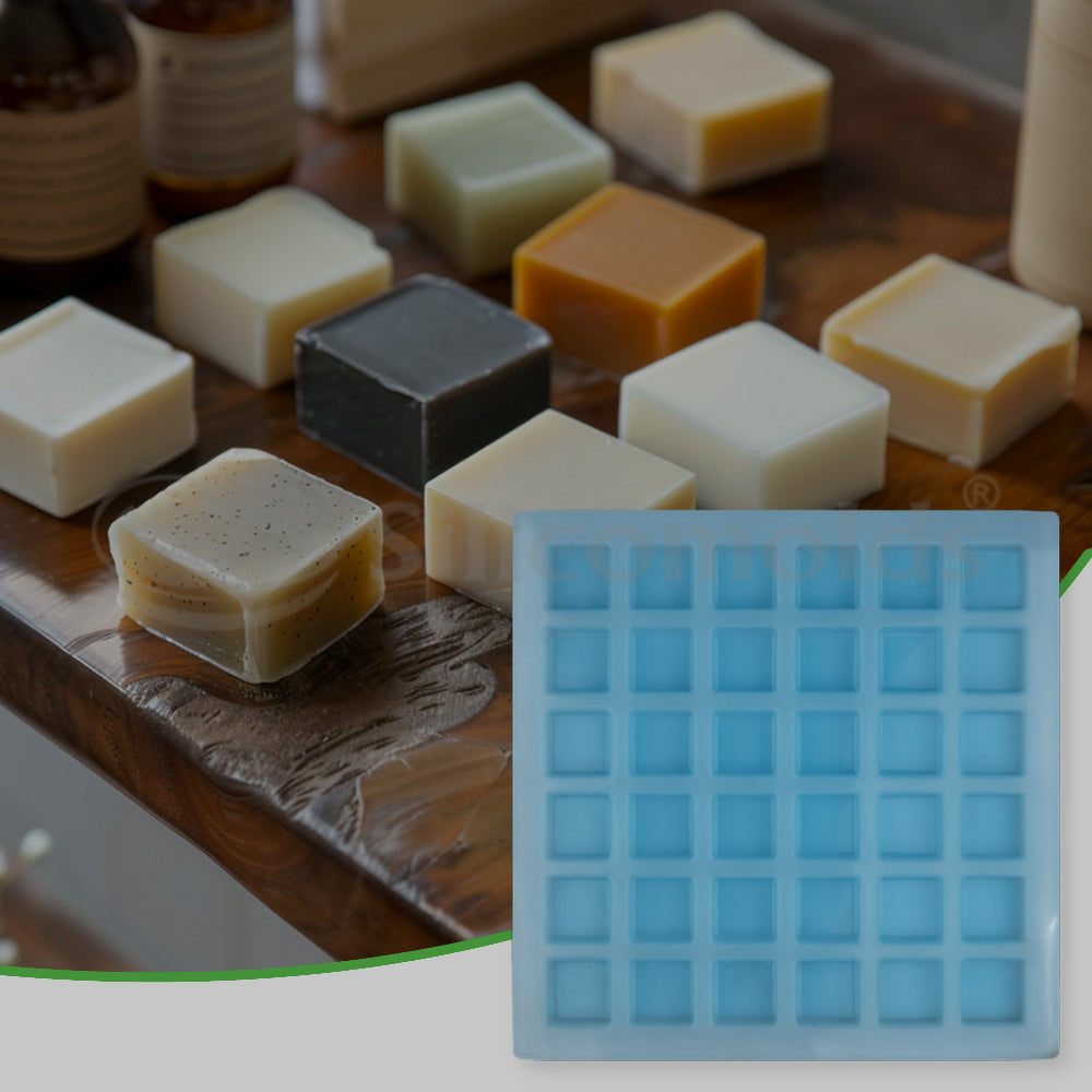 SILICOMOLDS - 20gms - Square Shape-36 Cavities Silicone Soap Mold-URP005SM